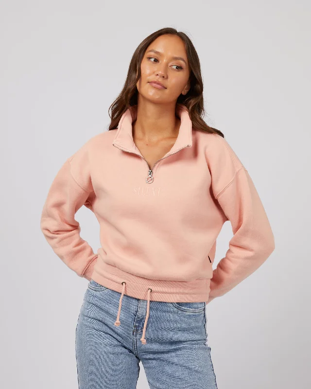 Silent Theory Juniper 3/4 Zip Crew Pale Pink