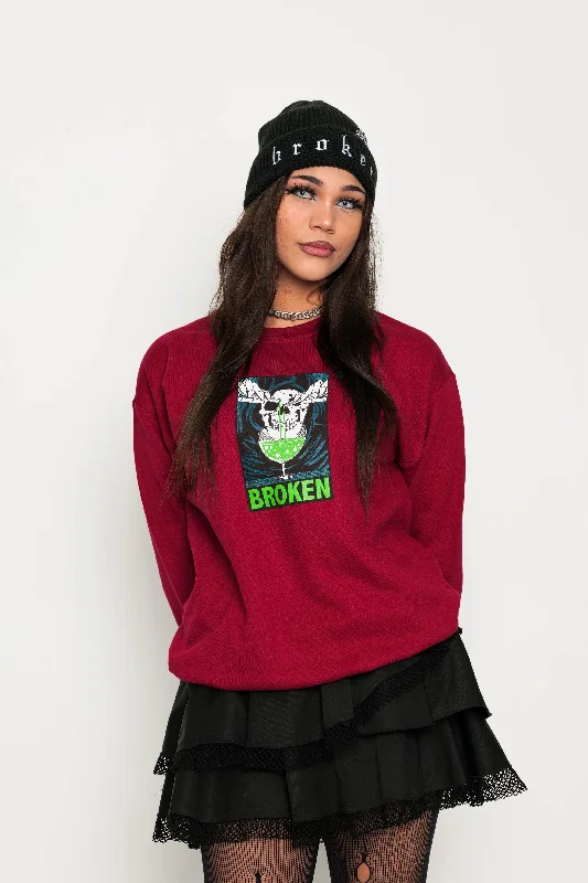 Concoction Maroon Crew Neck Sweatshirt