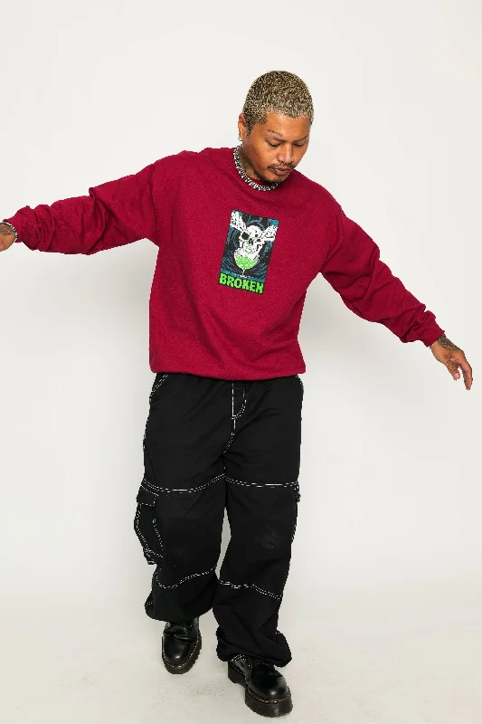 Concoction Maroon Crew Neck Sweatshirt