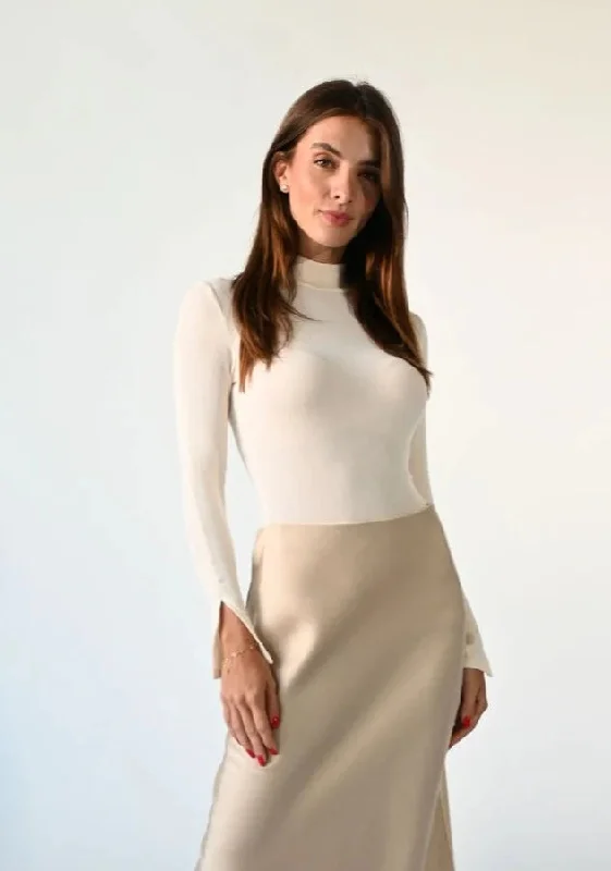 ByTess Mock Neck with Slits Cream