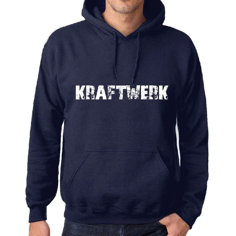 Unisex Printed Graphic Cotton Hoodie Popular Words KRAFTWERK French Navy