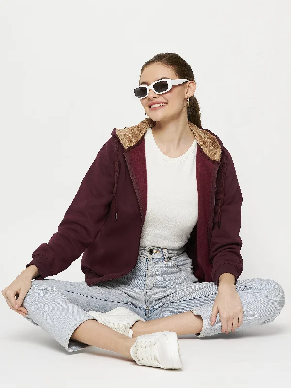 Madame Wine cotton Hood Neck Sweatshirt