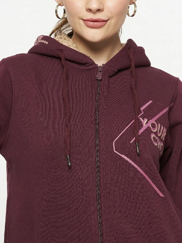 Madame Wine cotton Hood Neck Sweatshirt