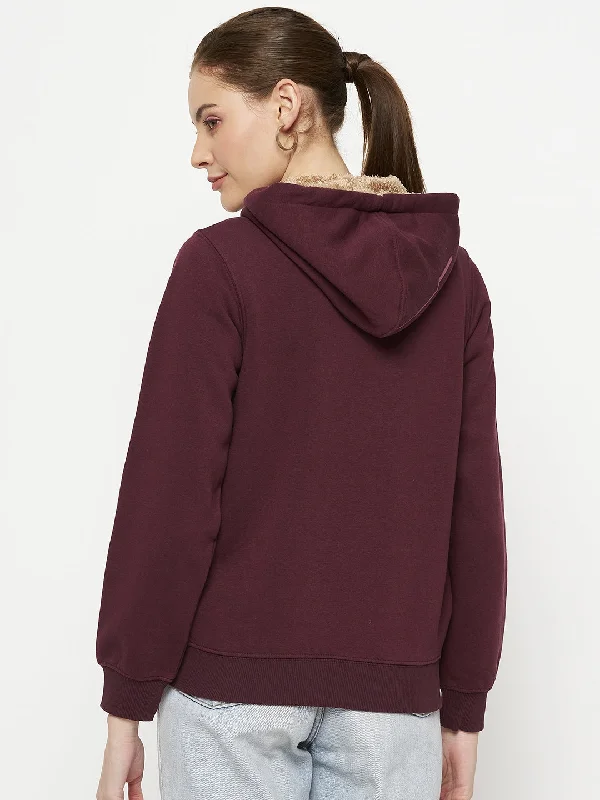 Madame Wine cotton Hood Neck Sweatshirt