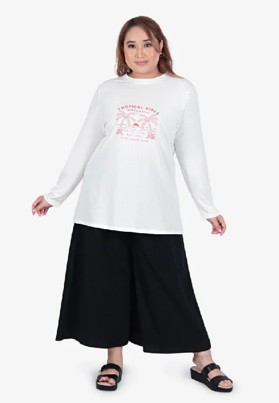 Gaia Long Sleeve Staycation Tee - White