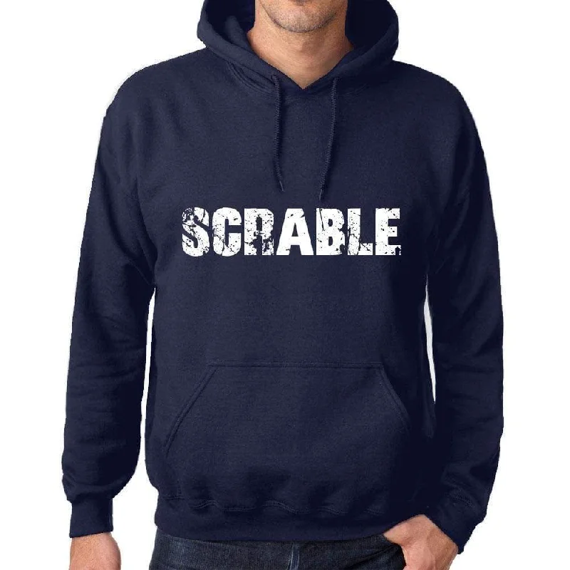 Unisex Printed Graphic Cotton Hoodie Popular Words SCRABLE French Navy