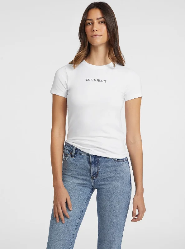 GUESS Jeans White Short Sleeve Logo T-Shirt