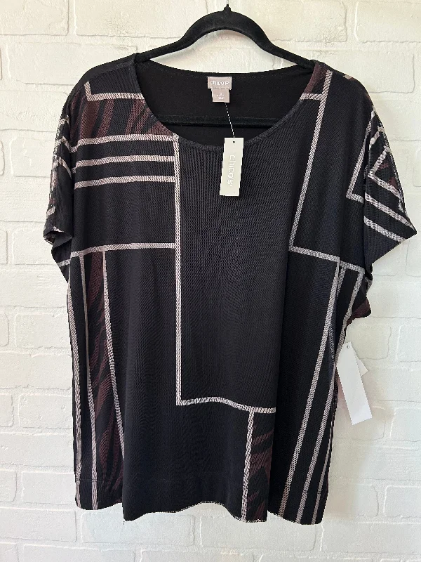 Black & Brown Top Short Sleeve Chicos, Size L