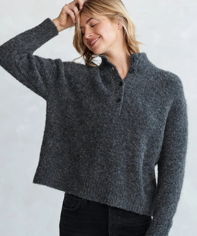 Boucle Button Pullover