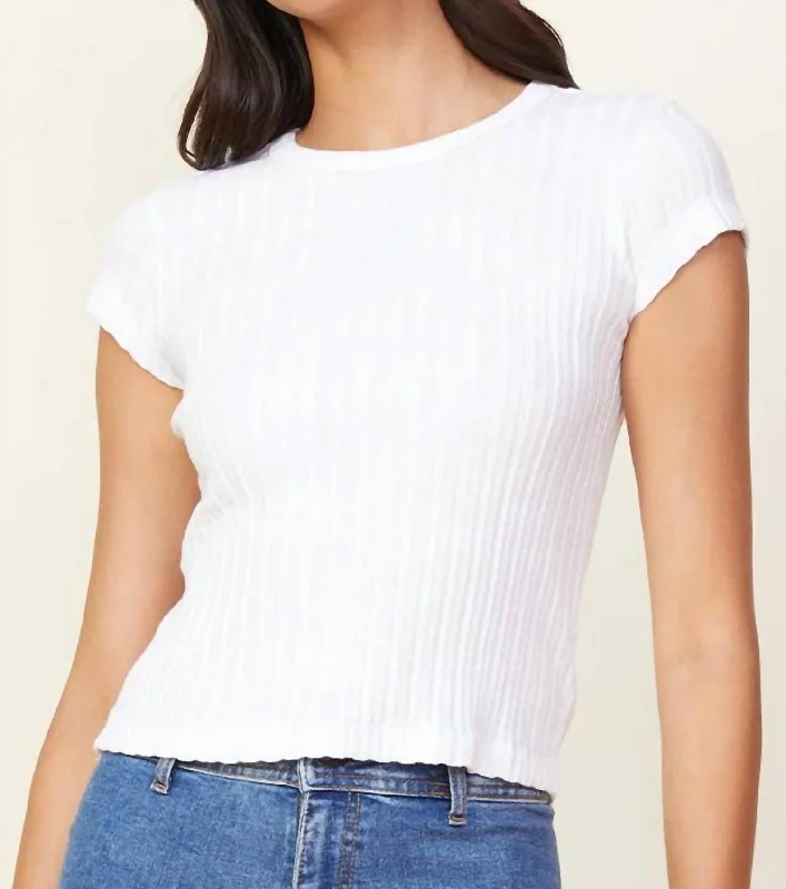 Cable Rib Mini Tee In Coconut