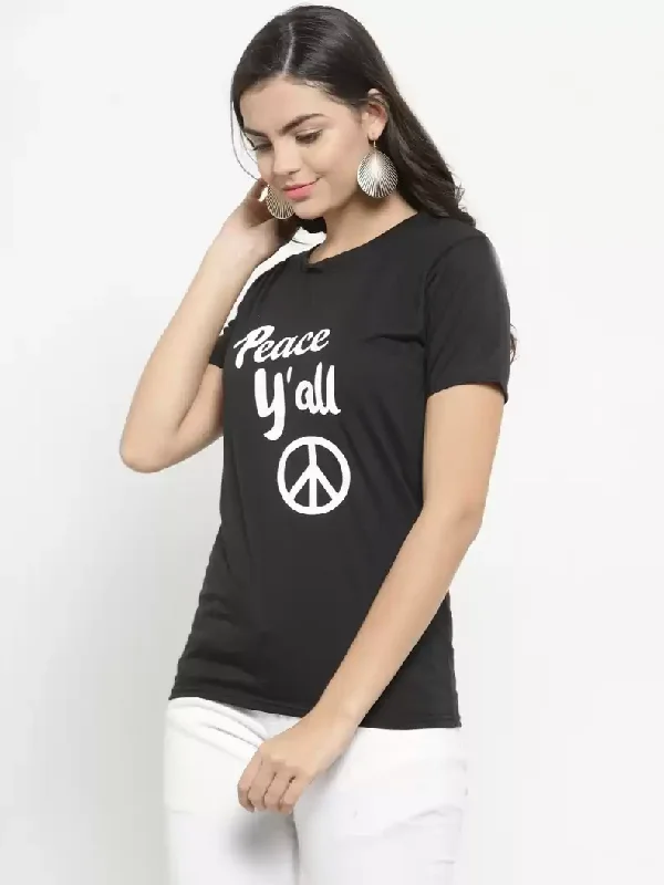 TANDUL  Graphic Print Women Round Neck Black T-Shirt