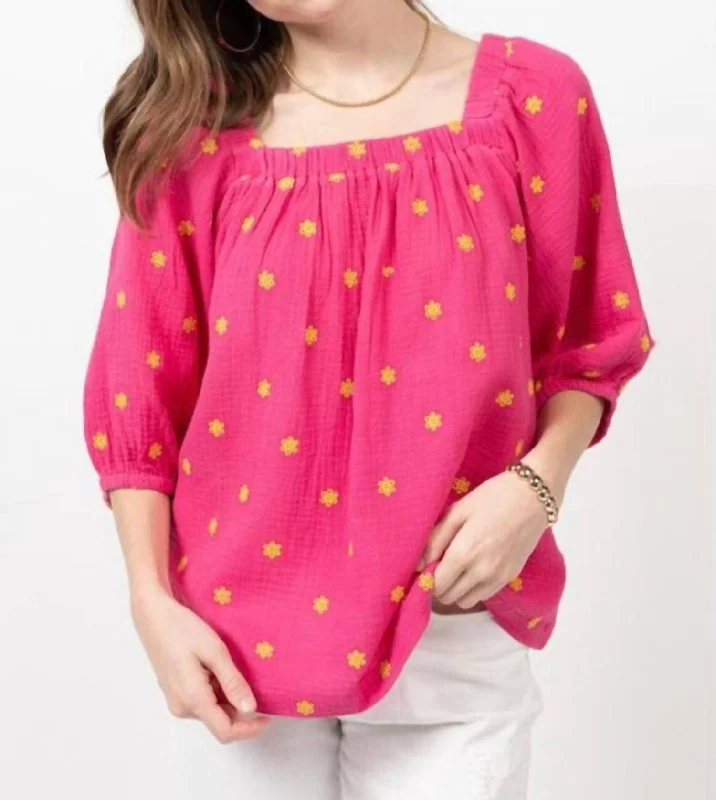 Eyelet Gauze Top In Pink