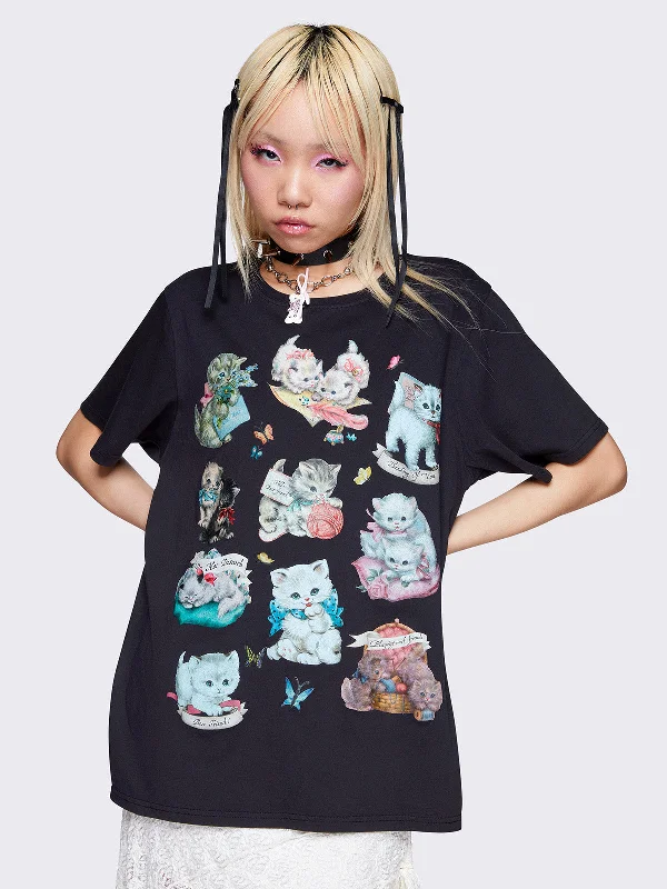 Kitty Paradise Black Graphic T-shirt