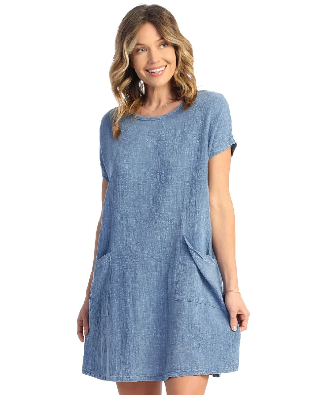 Marine Mineral Washed Crinkle Cotton Dolman Sleeve Dress