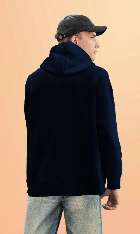 Mebadass Cotton Men's Oversized Hoodie - Navy Blue