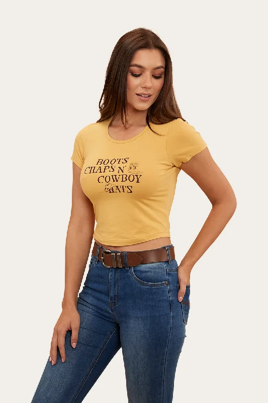 Strutin Womens Baby T-Shirt - Vintage Gold