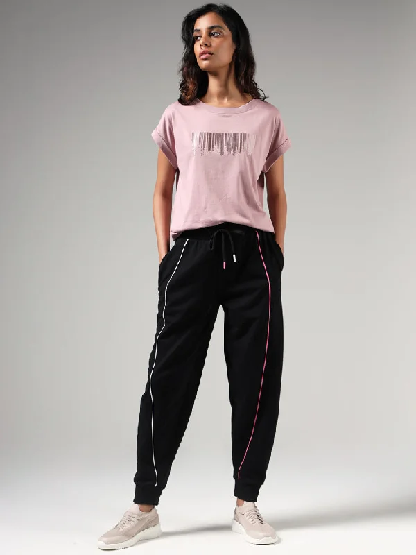 Studiofit Pink Printed Cotton T-Shirt