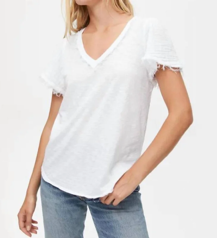 Tate Fabric Mix Tee In White