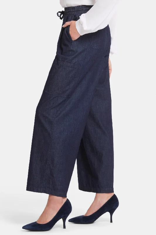 Whitney Pull-On Cargo Ankle Pants  - Bay Blue