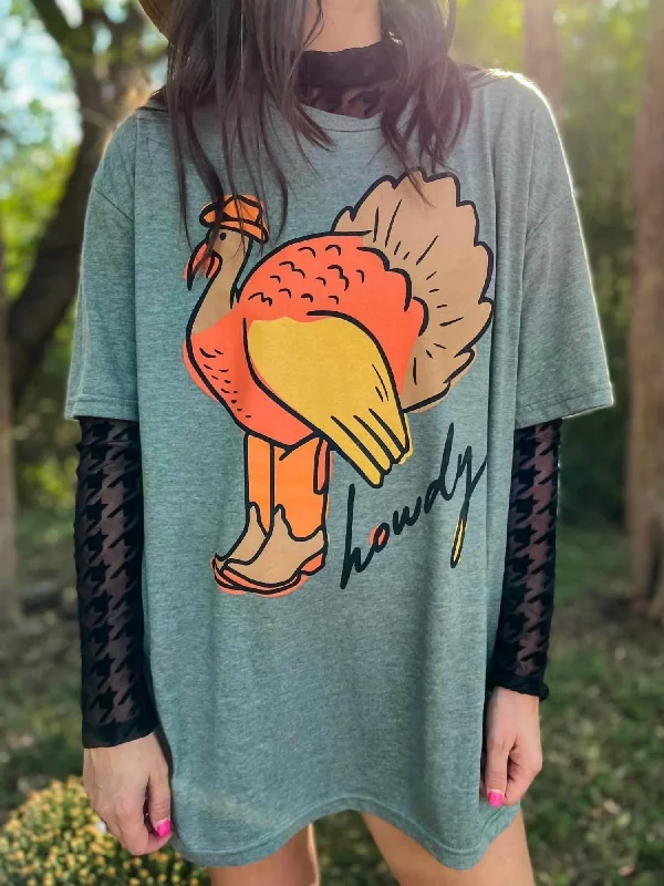 Women's Howdy Turkey Tee In Green