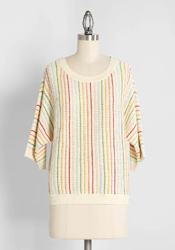 Close Knit In Rainbows Crochet Sweater Rainbow Stripe