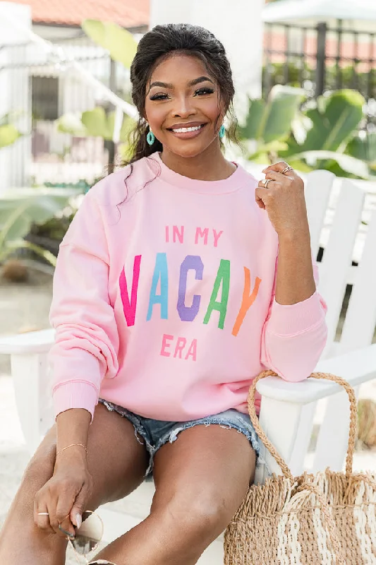 In My Vacay Era Light Pink Oversized Graphic Sweatshirt