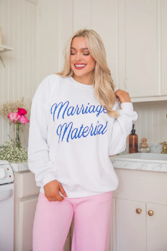 Marriage Material White Oversized Graphic Sweatshirt