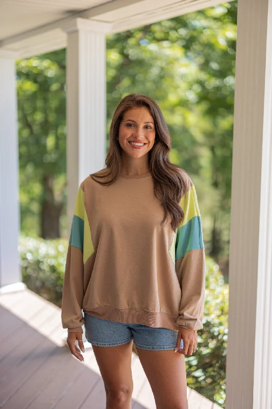 Snuggle Up Mocha Colorblock Sweatshirt