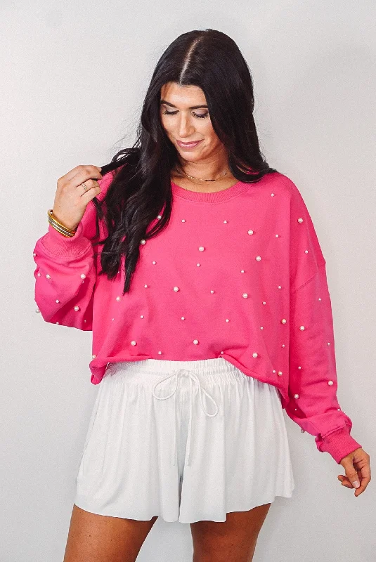 Pearl Perfection Fuchsia Knit Pullover