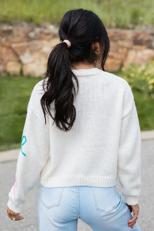 Sittin' Pretty Ivory Multi Bow Applique Cardigan