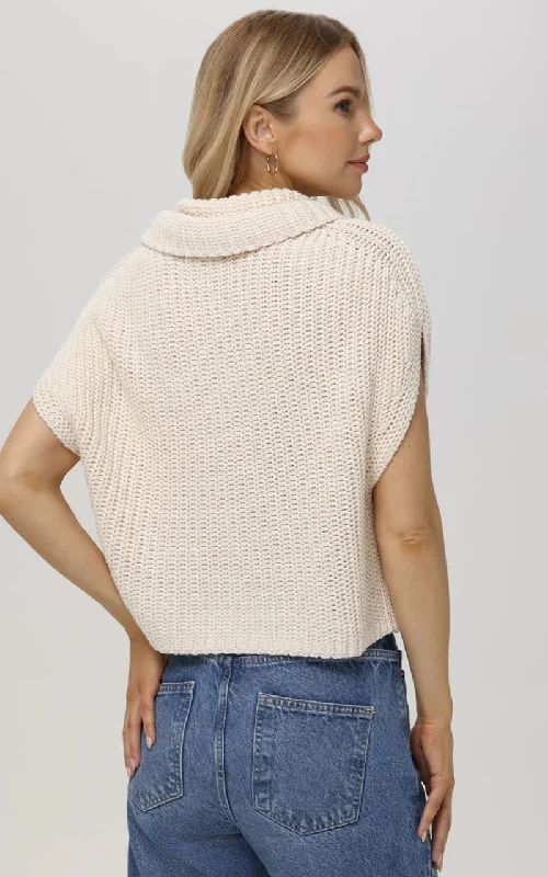 525 America - Cate Sleeveless Turtleneck Sweater in Cream