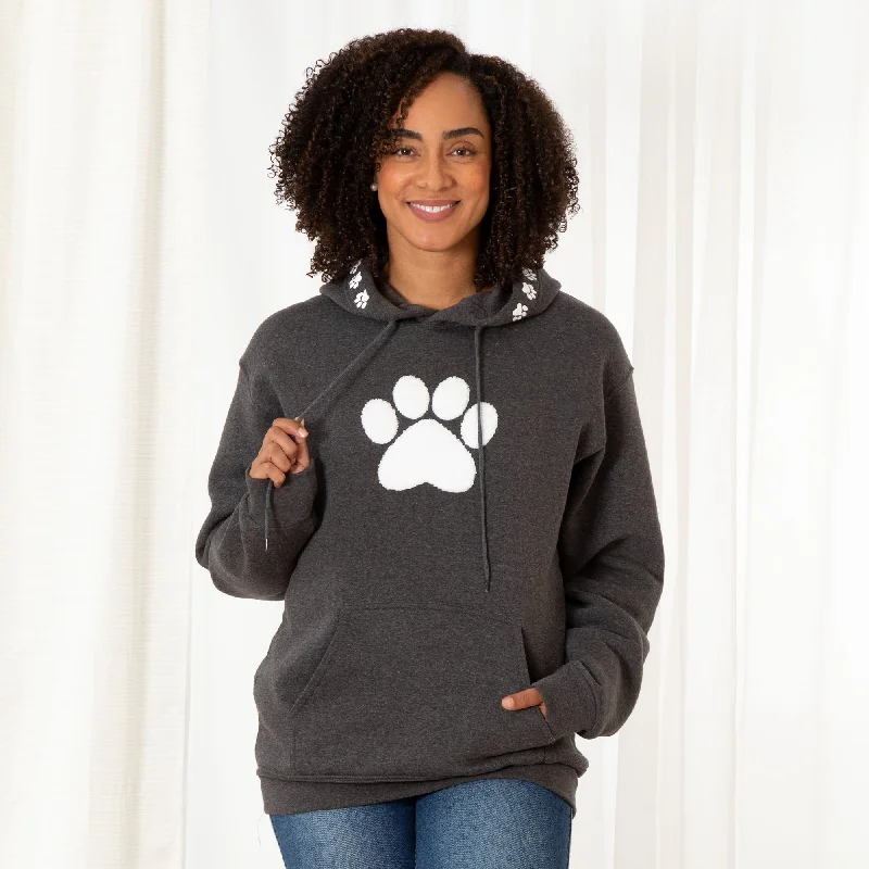 Chenille Paw Print Hooded Sweatshirt