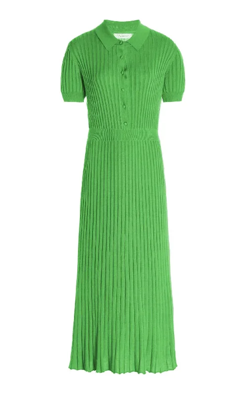 Amor Knit Dress in Fluorescent Green Cashmere Silk