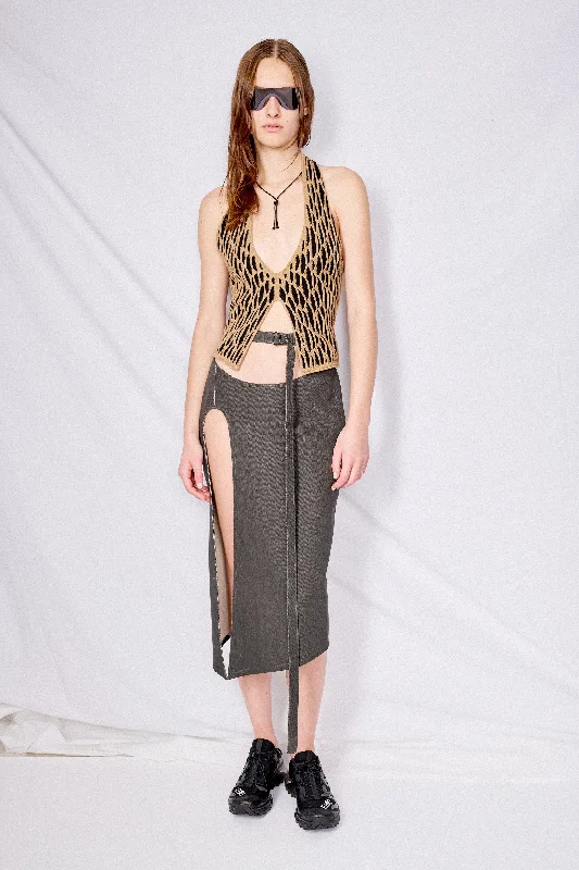 Coffee/Onyx Animal Halter V-Neck Vest