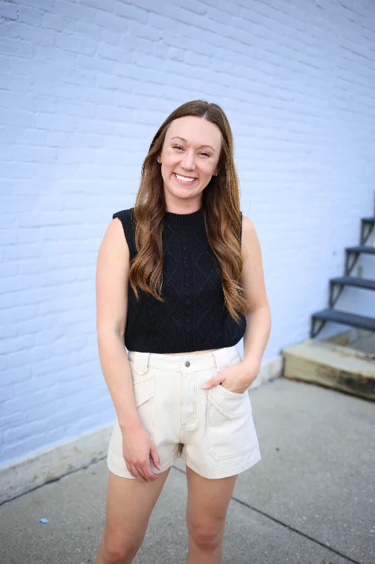 Black Cable Knit Tank Top | Boutique Elise | Kelsey