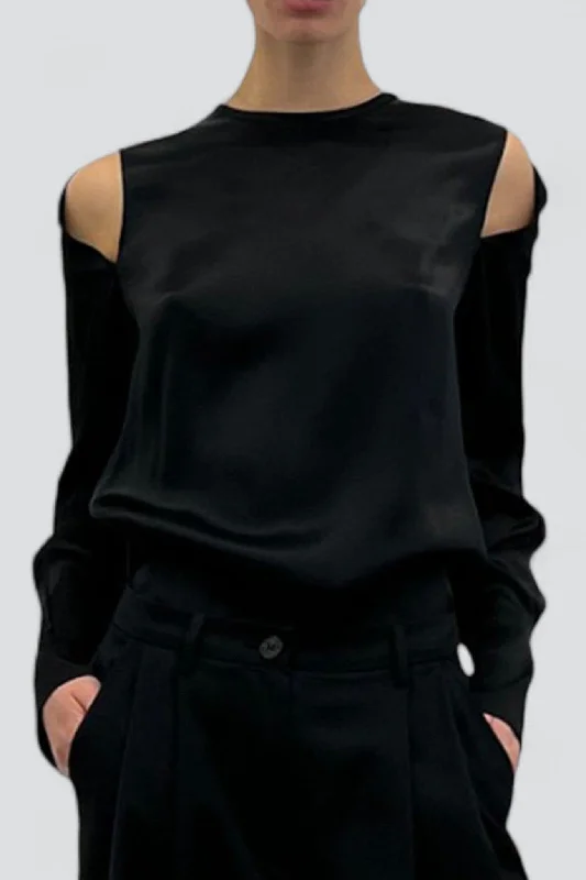 Black Satin Sleeveless Top