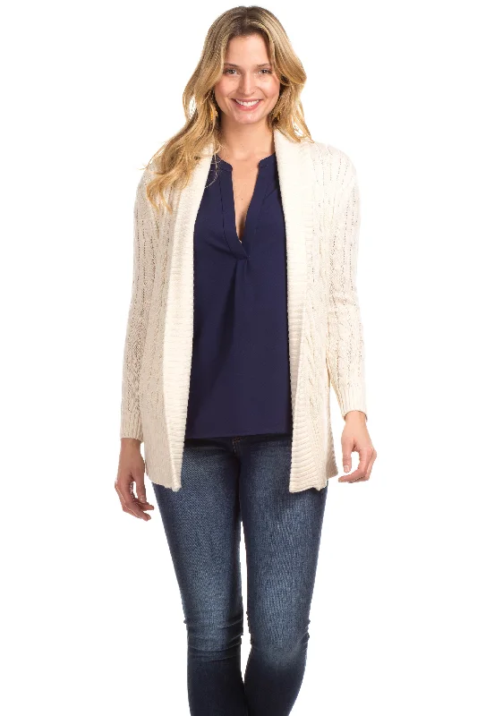 Campbell Cashmere Blend Cardigan in Ivory