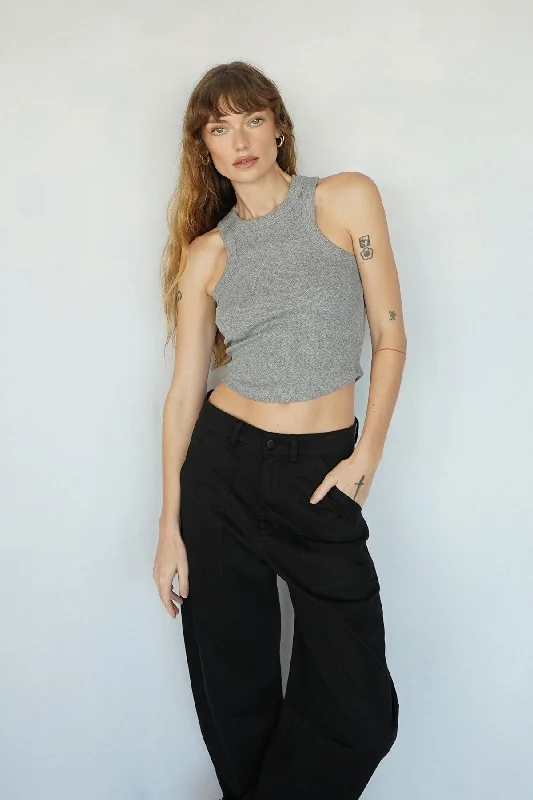 Detra Cotton Rib Tank - Heather Grey