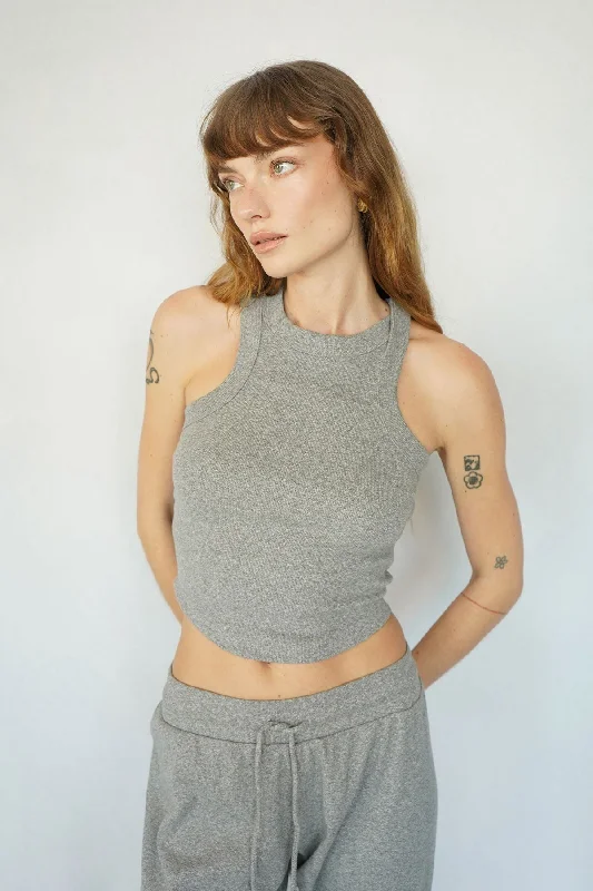 Detra Cotton Rib Tank - Heather Grey