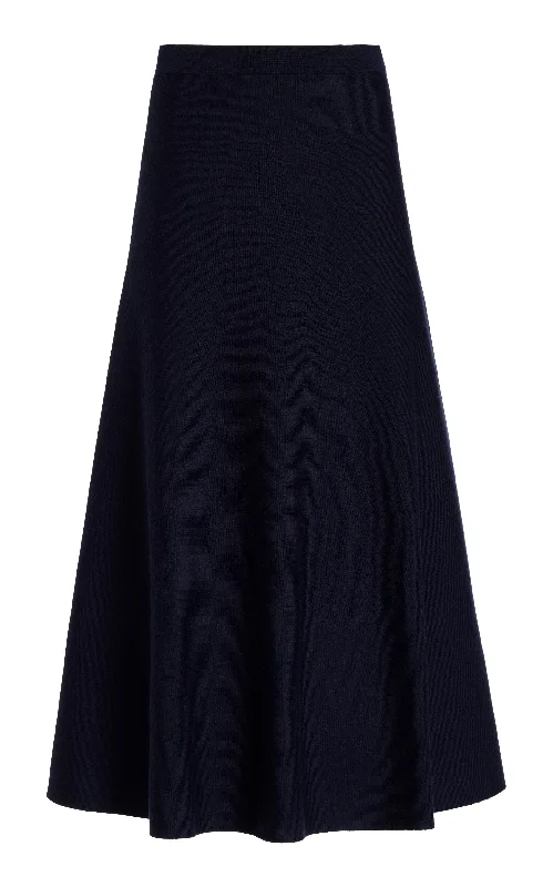 Freddie Knit Skirt in Dark Navy Merino Wool Cashmere