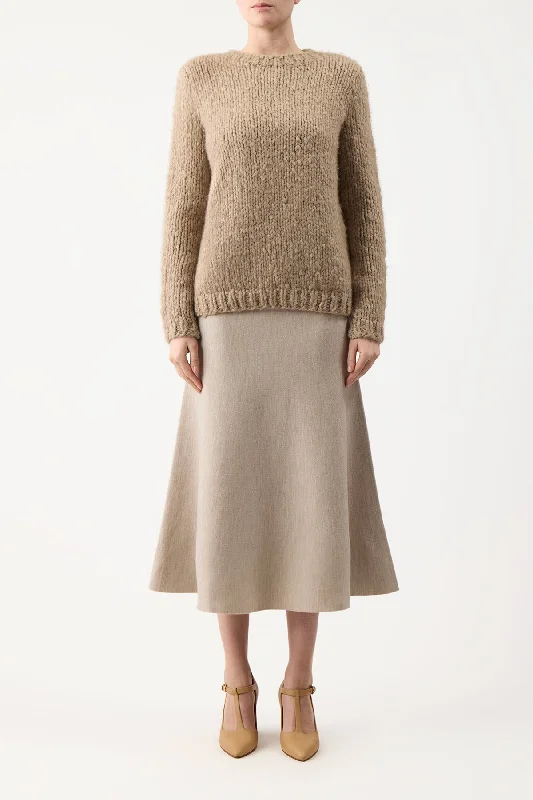 Freddie Knit Skirt in Oatmeal Merino Wool Cashmere