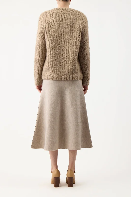 Freddie Knit Skirt in Oatmeal Merino Wool Cashmere