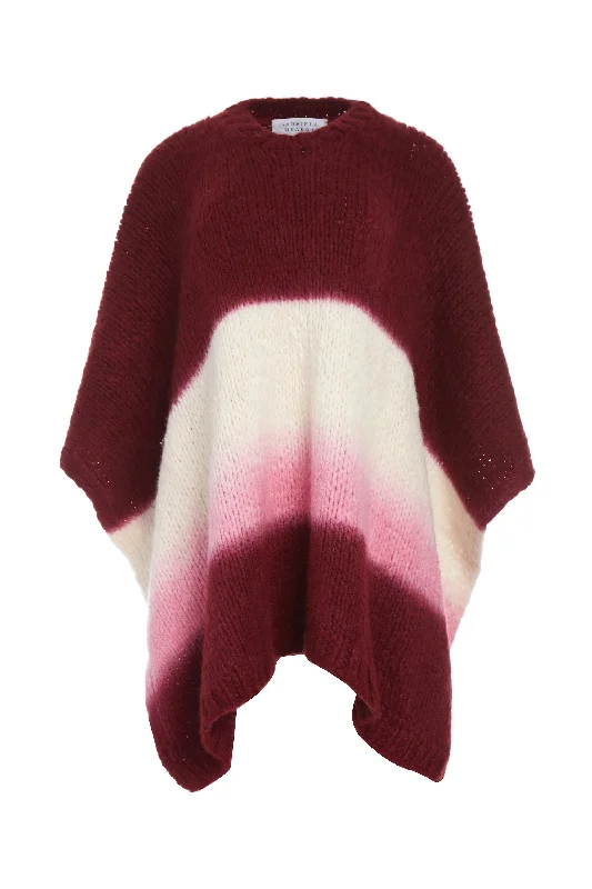 Lyla Knit Ponco in Dip Dye Bordeaux Multi Welfat Cashmere