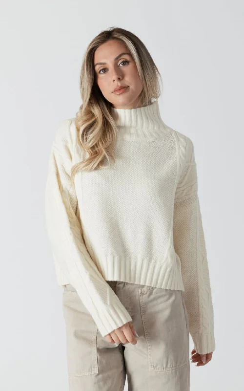 Lyla + Luxe- Mae Mockneck Sweater with Cable Detail