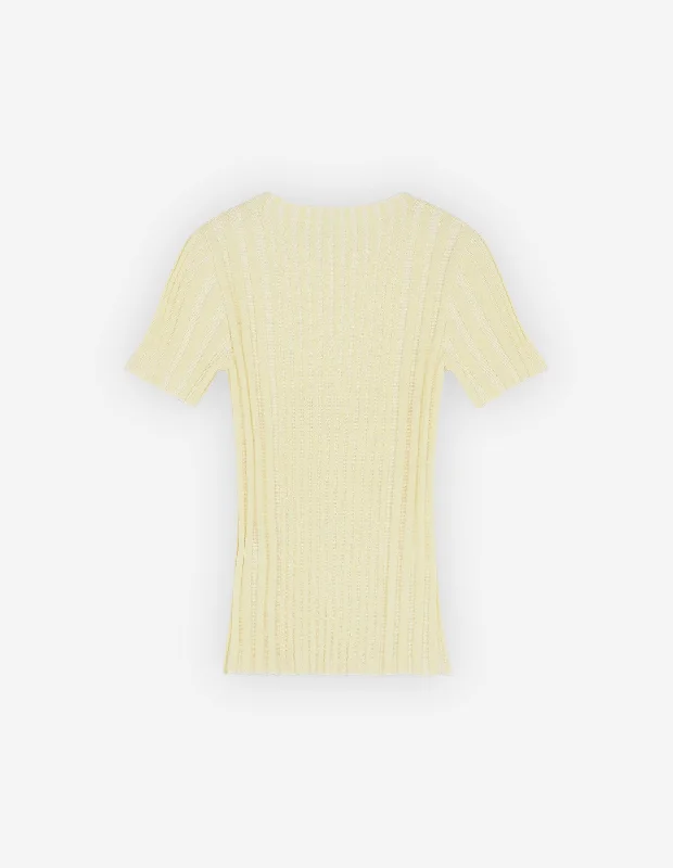 Women's Baby Fox Patch Cropped Sleeve Ribbed Jumper Lemonade