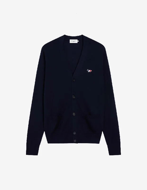 Unisex Tricolor Fox Patch Classic Cardigan Navy