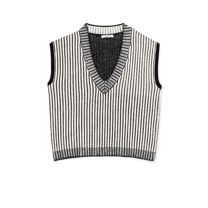 Melina Vest - Striped Cotton :: Black/Ivory