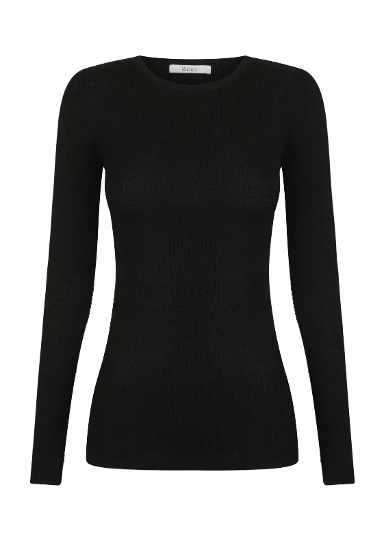 Morri Merino Rib Round Neck_Black