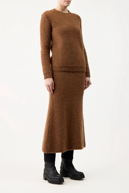 Pablo Knit Skirt in Cognac Cashmere Boucle