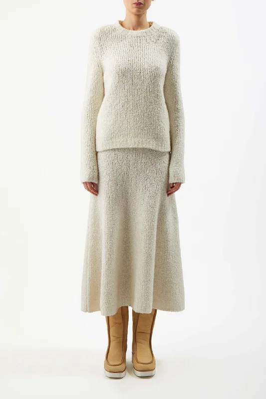 Pablo Knit Skirt in Ivory Cashmere Boucle